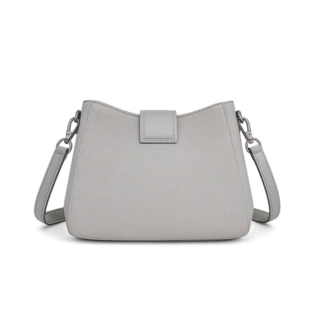 Minimalist light gray crossbody handbag.webp