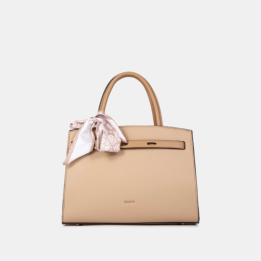 [JF012503069A-beige ] BAGCO Classic Shoulder Bag with Decorative Strap (Beige)