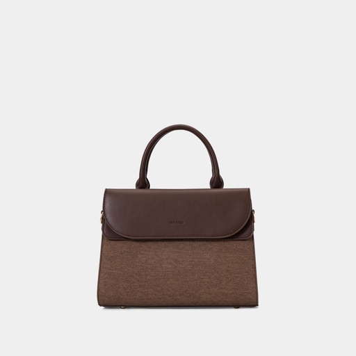 [BX012412031B-coffee] Classic Flap Texture Handbag (Coffee)