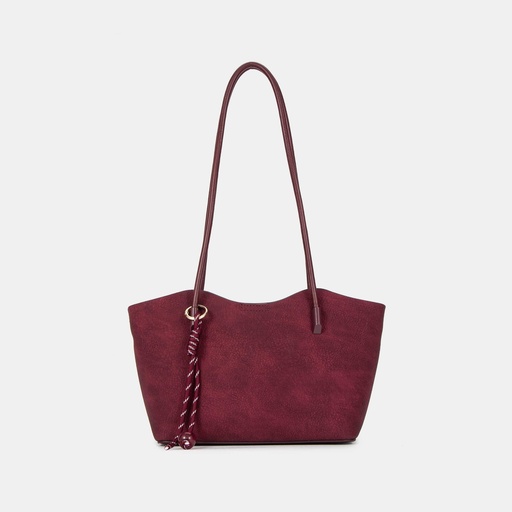 [JF012504022-win red ] Soft Knot Tote Handbag (Wine Red)