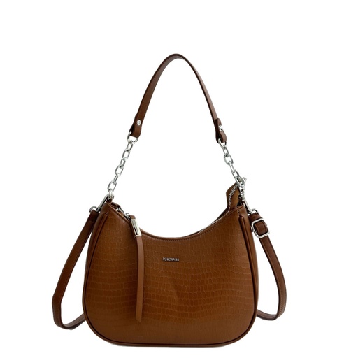 [80236 – Brown] Pomonana Premium Soft Curved Shoulder Bag (Brown)
