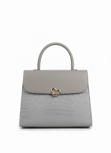[7684 – Grey] Heart Charm Classic Handbag (Grey)