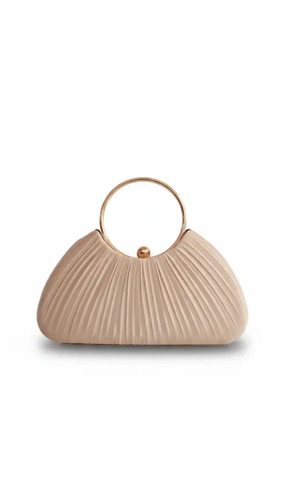 Elegant Pleated Ring Handle Handbag