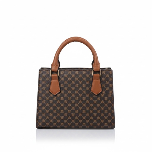 [HBX453M – Brown] Elegant Monogram Square Handbag (Brown)