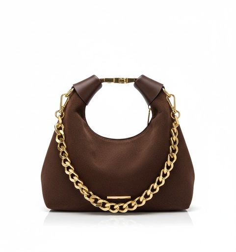 [6299 – Coffee] Velvet Chain Luxe Bag (Coffee)