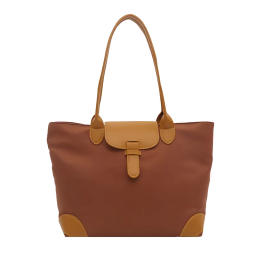 [HBX453 – Brown] Classic Two-Tone Tote Bag (Brown)