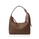 Silk-Accent Soft Leather Shoulder Bag
