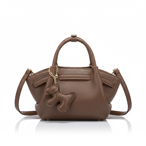 [7188 – Coffee] Elegant Leather Shoulder Bag with Charm (Coffee)