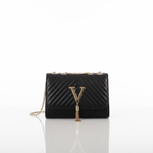 [PPBLL-846-Black] Classic V-Charm Luxury Shoulder Bag (Black)