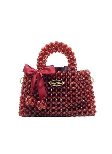 [h10005-red] Luxury Crystal Beads Handbag  (Red)