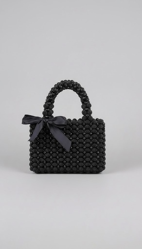 [h10014] Royal Black Pearl Handbag