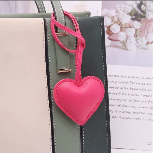 [YS011-win red] Leather Heart Bag Charm (Wine Red)