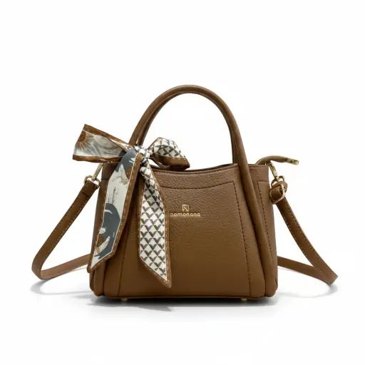 حقيبة يد أنيقة مع وشاح فيونكة