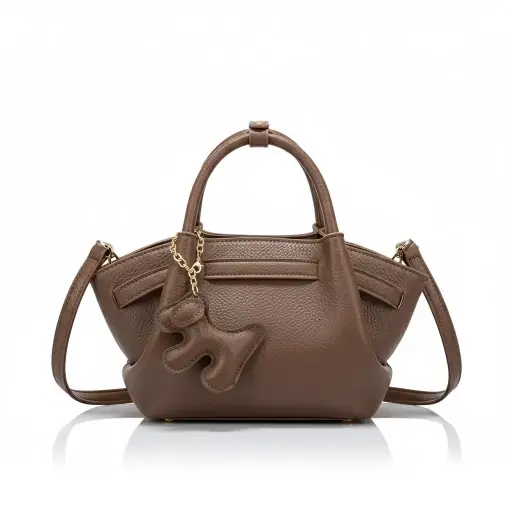 حقيبة كتف جلد راقية بدُمية معلّقة