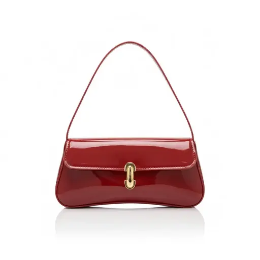 حقيبة لمعة فاخرة بمشبك ذهبي