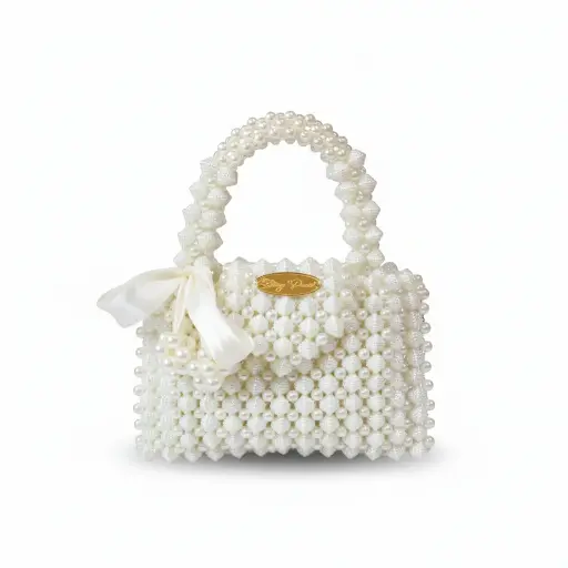 [h10006] Luxury Pearl Satin Bow Bag